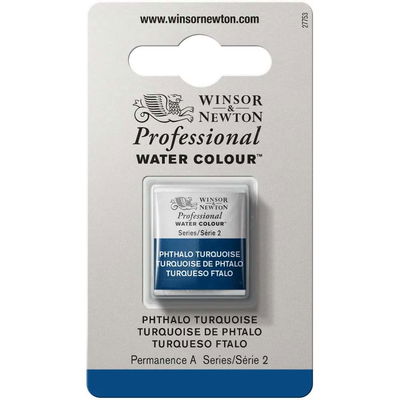Förpackning med Winsor & Newton Professional akvarellfärg Phthalo Turquoise halvkopp