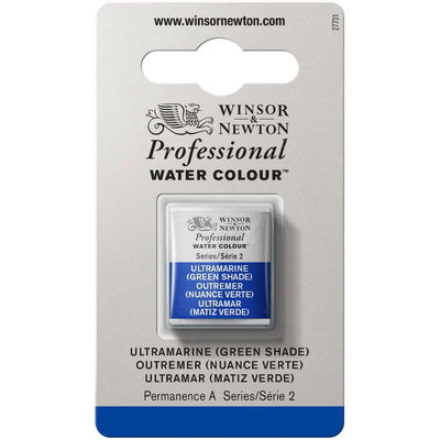 Förpackning med Winsor & Newton Professional akvarellfärg Ultramarine (Green Shade) halvkopp