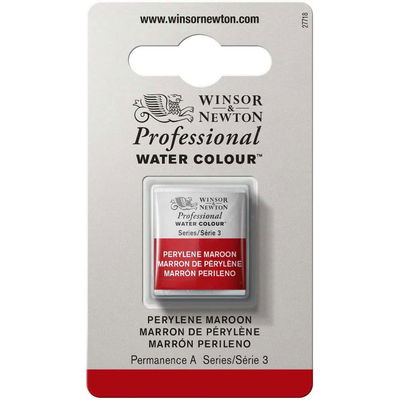 Förpackning med Winsor & Newton Professional akvarellfärg Perylene Maroon halvkopp