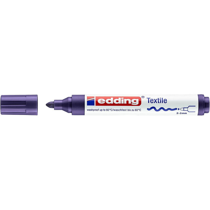 Textilmarker med 2-3 mm spets. Tvättbar i 60 grader. Färg: Violett