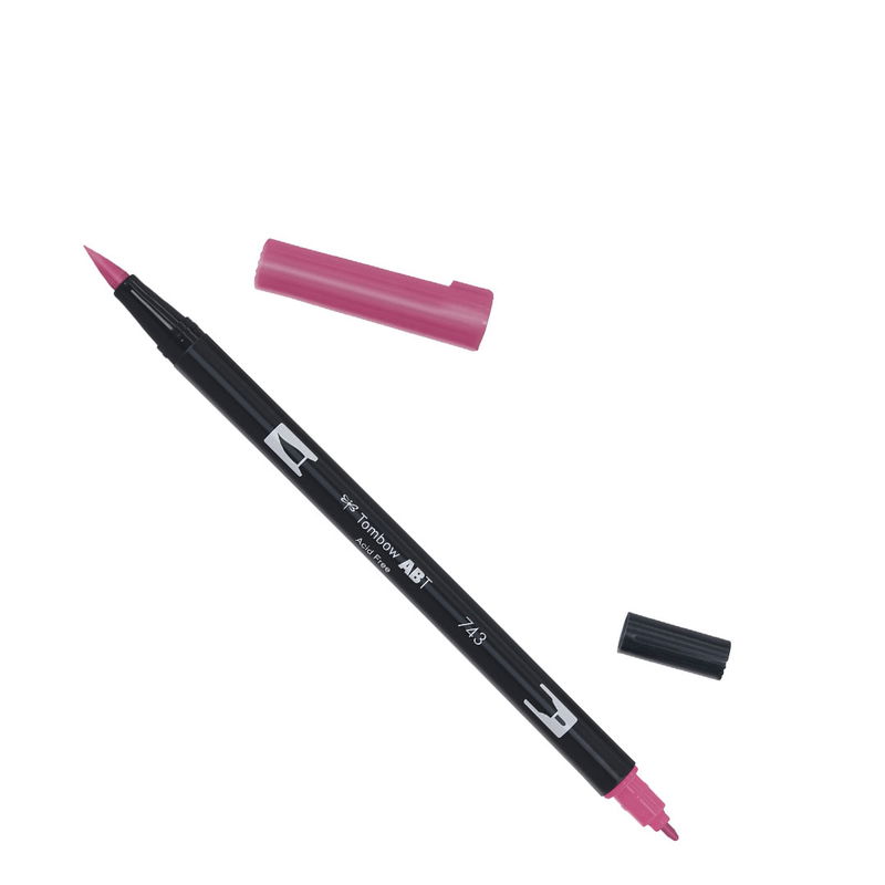 Tombow ABT Dual Brush, vattenbaserad penna med två spetsar, en fine och en brush, Hot Pink 743