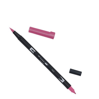Tombow ABT Hot Pink 743 Tombow ABT Dual Brush, vattenbaserad penna med två spetsar, en fine och en brush, Hot Pink 743