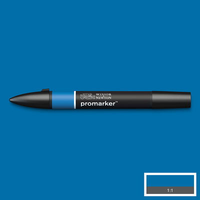 Winsor & Newton Promarker French Navy B445 marker med färgprov och bakgrund i samma ton