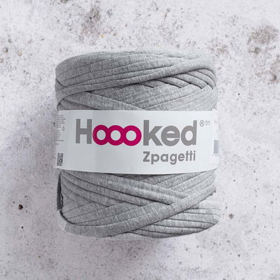 T-shirtgarn Zpagetti grå. Extra tjockt trikågarn av 100% återvunnen textil