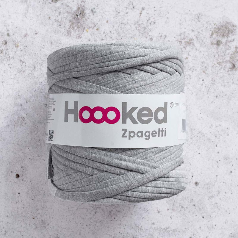 T-shirtgarn Zpagetti grå. Extra tjockt trikågarn av 100% återvunnen textil