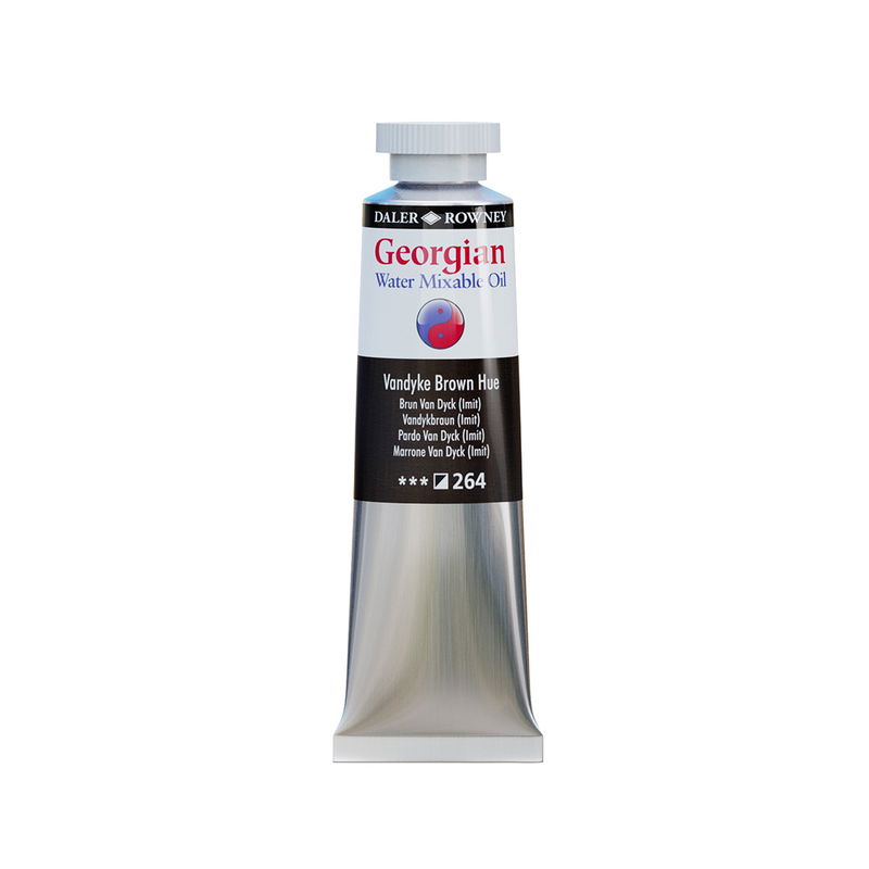 Georgian Water Mixable Oil Paint Vandyke Brown Hue 37 ml vattenlöslig oljefärg i tub på vit bakgrund