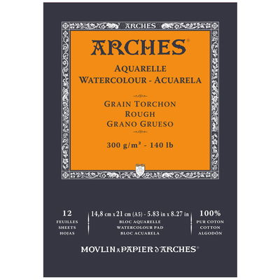 Grov gräng A5 Arches akvarellblock, A5 grov gräng