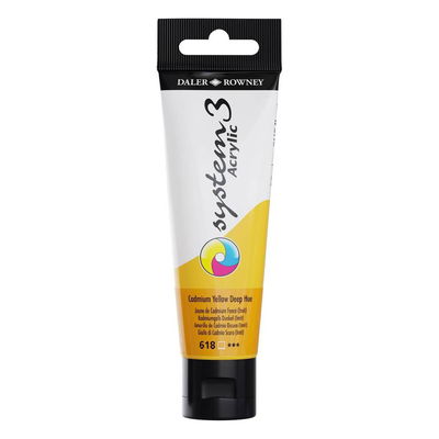 Tub med Daler-Rowney System3 Akrylfärg Cadmium Yellow Deep Hue 618 59 ml
