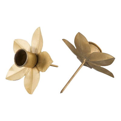 Ljushållare i metall formad som blomma med pinne för kronljus