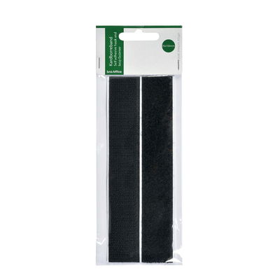 Kardborreband svart 25×150 mm Självhäftande kardborreband svart 25×150 mm i förpackning