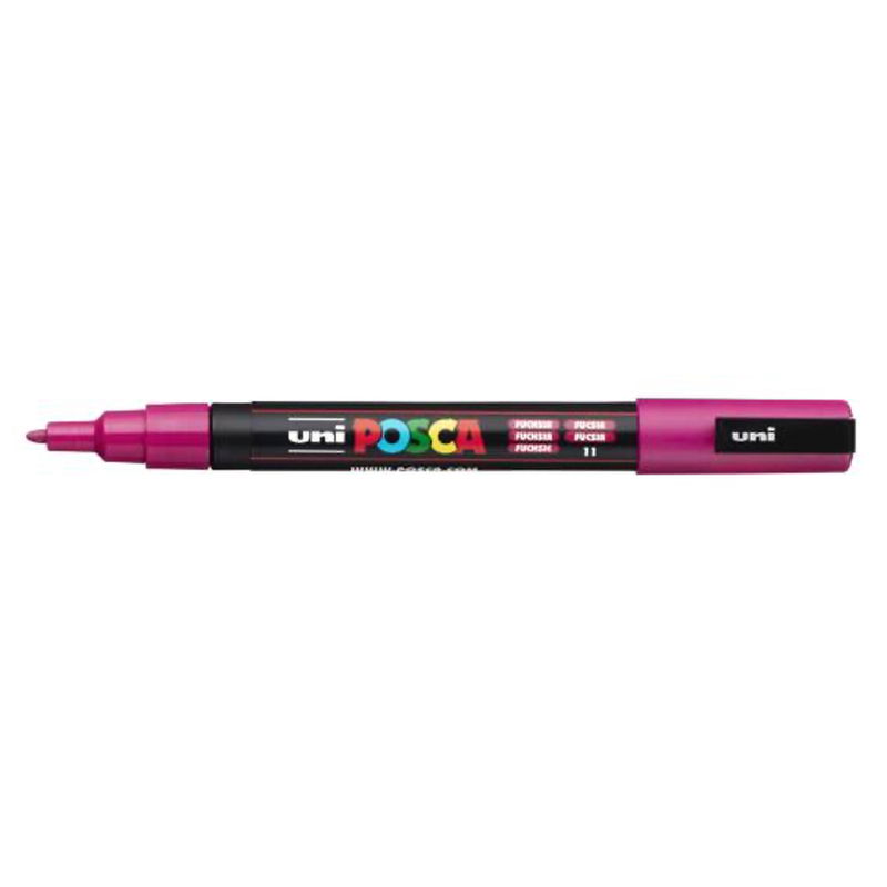 Posca PC-3M Fuchsia med spets synlig, öppen marker sedd från sidan