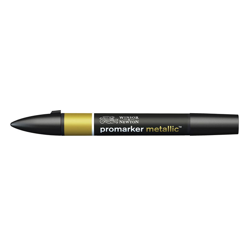 Winsor & Newton Promarker Gold MT GOL marker med dubbelspets frilagd på vit bakgrund