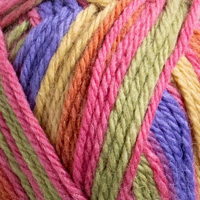Närbild på Järbo Raggi Color Grading sockgarn 100 g, färger i rosa, grönt, lila och gult