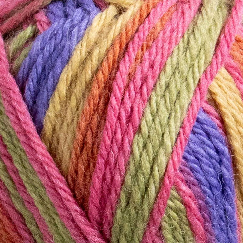 Närbild på Järbo Raggi Color Grading sockgarn 100 g, färger i rosa, grönt, lila och gult