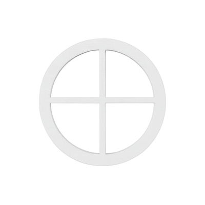 Vitmålat runt miniatyrfönster dia. 41 mm