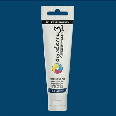Akrylfärg i tub System3 Heavy Body Prussian Blue Hue 134 med färgprov