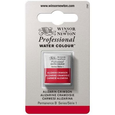 Förpackning med Winsor & Newton Professional akvarellfärg Alizarin Crimson halvkopp