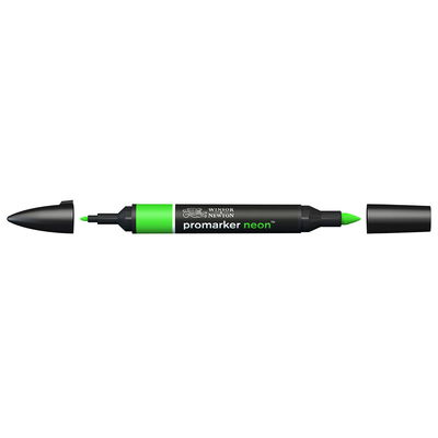 Winsor & Newton Promarker Neon Glowing Green NN GRmarker med bred snedskuren spets och smal rund spets