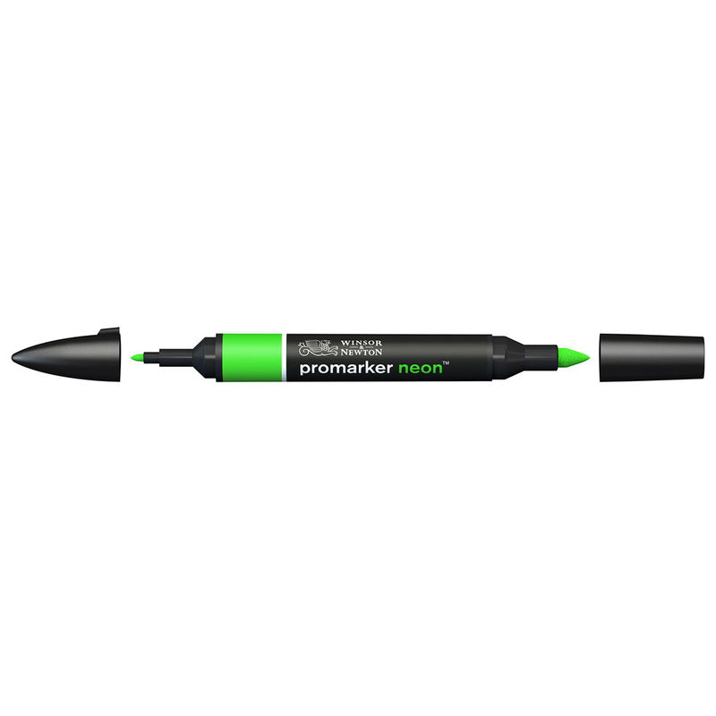 Winsor & Newton Promarker Neon Glowing Green NN GRmarker med bred snedskuren spets och smal rund spets
