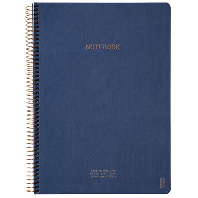 KOZO Anteckningsblock i färgen Navy Blue. 100 grams krämfärgat linjerat papper. Storlek A4