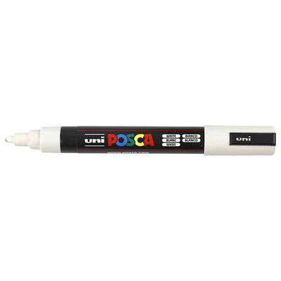 Posca PC-5M White öppen med spets Posca PC-5M White med spets synlig, öppen marker sedd från sidan