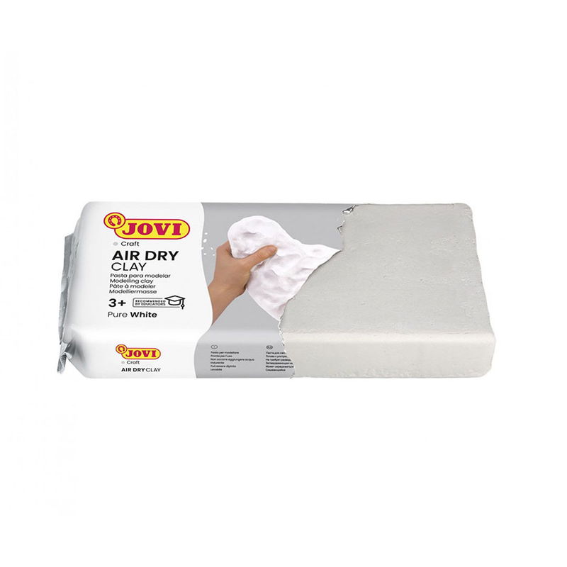 Jovi Air Dry Clay 1 kg vit, öppnad förpackning med modellera