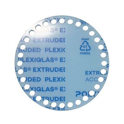 Runt transparent lock till virkade korgar. Detta lock har storleken 16 cm och är tillverkad i plexiglas
