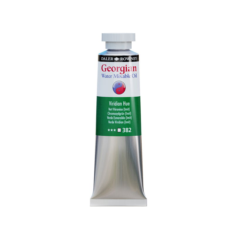 Georgian Water Mixable Oil Paint Viridian Hue 37 ml vattenlöslig oljefärg i tub på vit bakgrund