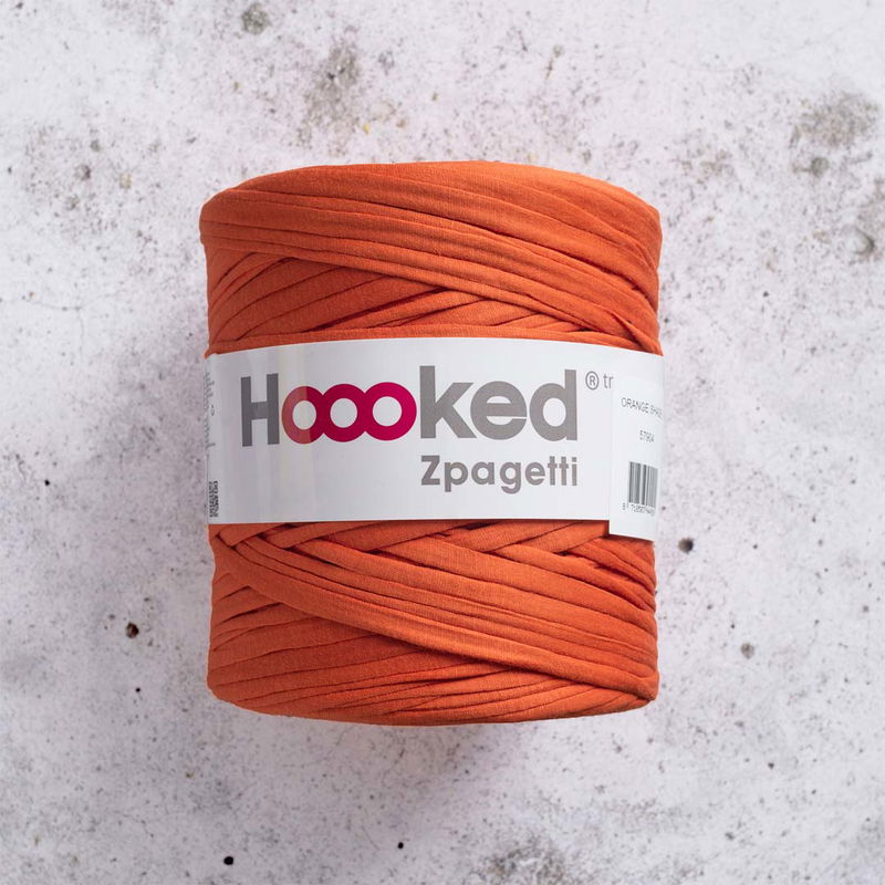 T-shirtgarn Zpagetti orange. Extra tjockt trikågarn av 100% återvunnen textil