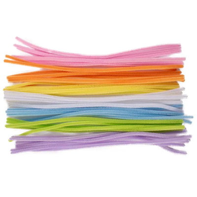 Playbox Fluffy Chenille förpackning med 50 st piprensare i pastellmix, 30 cm och 6 mm