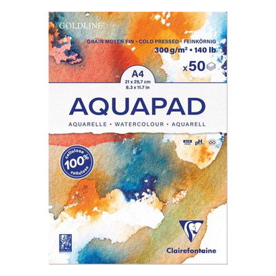 Aquapad A4 akvarellblock med fin gräng på ena sidan och slät på andra sidan