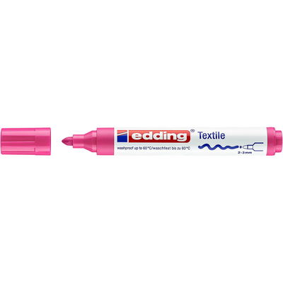 Textilmarker neonrosa Textilmarker med 2-3 mm spets. Tvättbar i 60 grader. Färg: Neonrosa