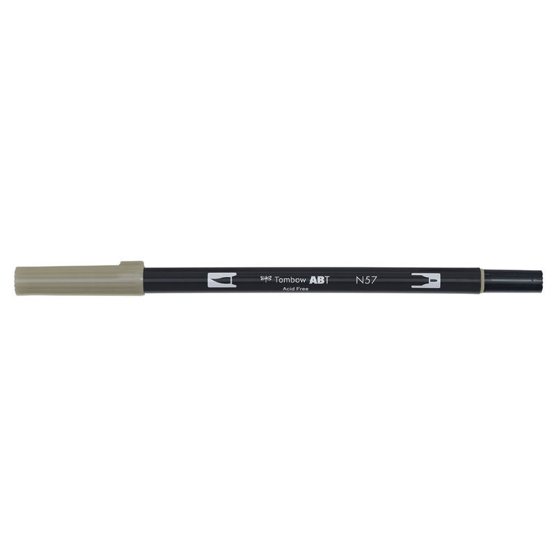 Vattenbaserad penna med två spetsar, en fineliner och en penselspets, Tombow ABT Dual brush Warm Gray 5