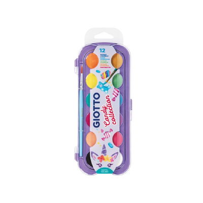 Bra vattefärg till barn, Giotto Candy Collectio Bra vattefärg till barn, Giotto Candy Collection. 12 st akvarellfärger i praktisk låda