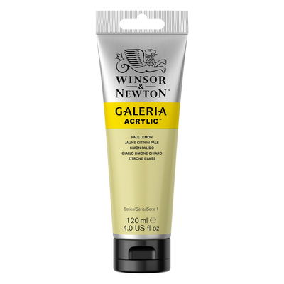 Tub med 120 ml akrylfärg. Winsor & Newton Galeria Pale Lemon