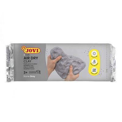 Jovi Air Dry Clay 1 kg grå, självtorkande lera i förpackning