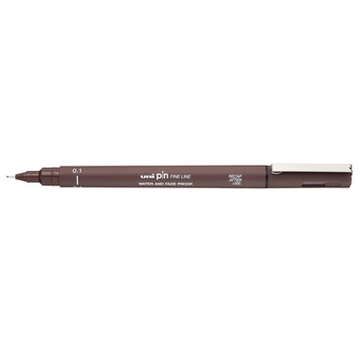 uni-pin fineliner, 0,1 Sepia. Ljusäkta och vattenresistent.
