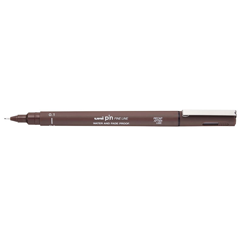 uni-pin fineliner, 0,1 Sepia. Ljusäkta och vattenresistent.