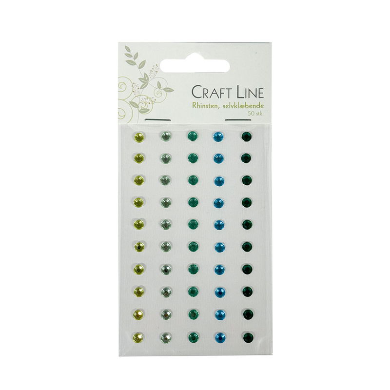 Självhäftande rhinestones Gul och Grön mix 5 mm, 50 st