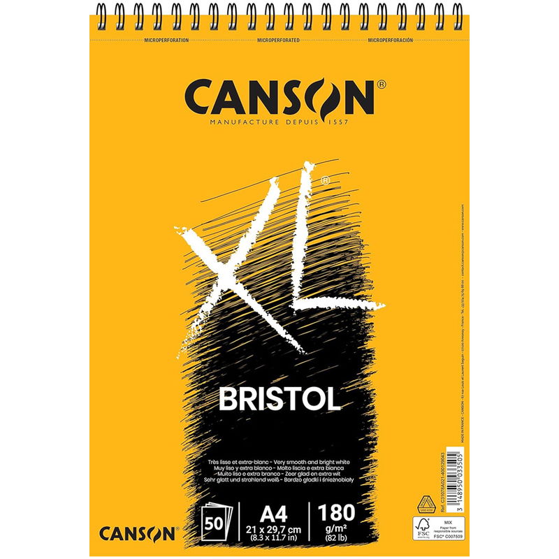 Canson XL Bristolblock A4 med teckningar och pennor