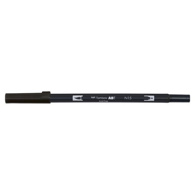 Vattenbaserad penna med två spetsar, en fineliner och en penselspets, Tombow ABT Dual brush Black N15