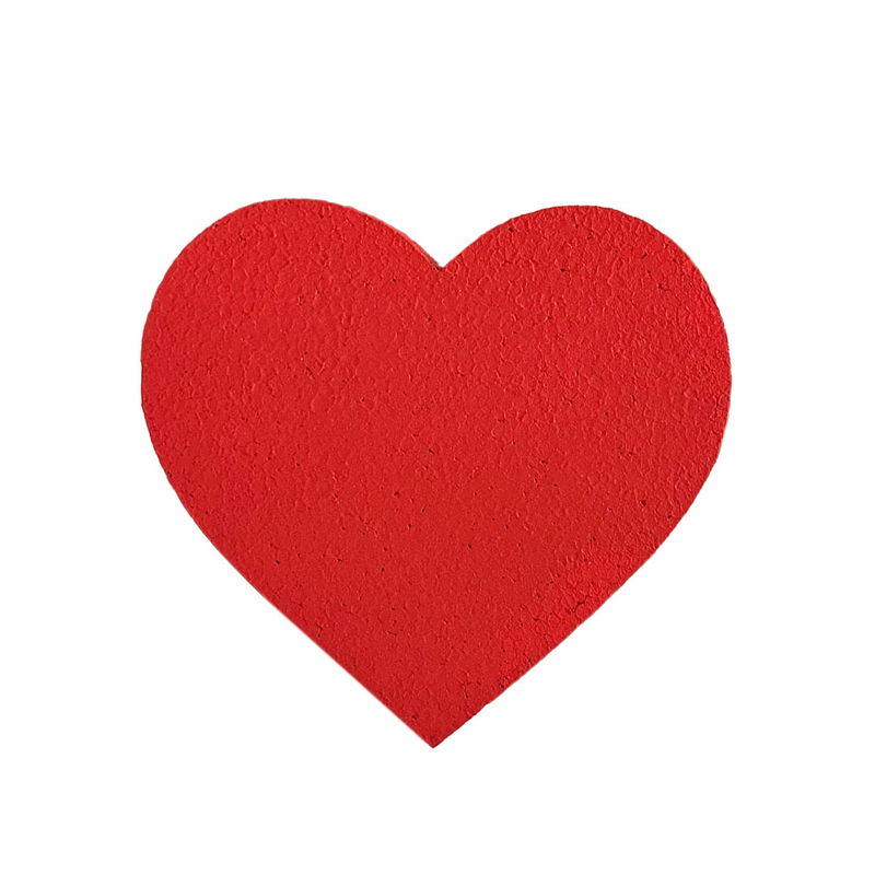 Rödmålat hjärta av frigolit 15 cm