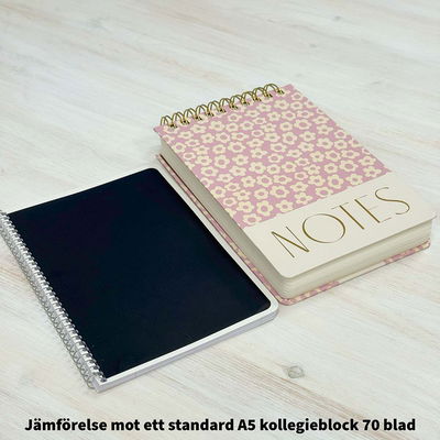 Storleksjämförelse vanligt kollegieblock 70 sidor mot Large Chunkey Notpad