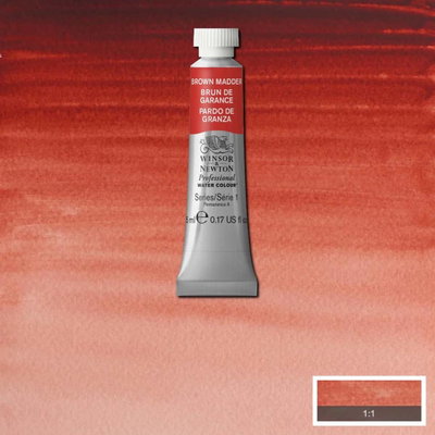 Winsor & Newton Professional Brown Madder 5 ml tub på rödbrunt färgprov
