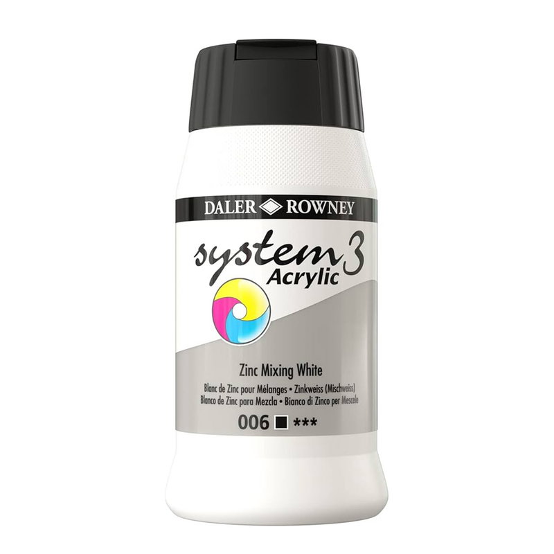 System3 Acrylic akrylfärg Zinc Mixing White 500 ml i flaska