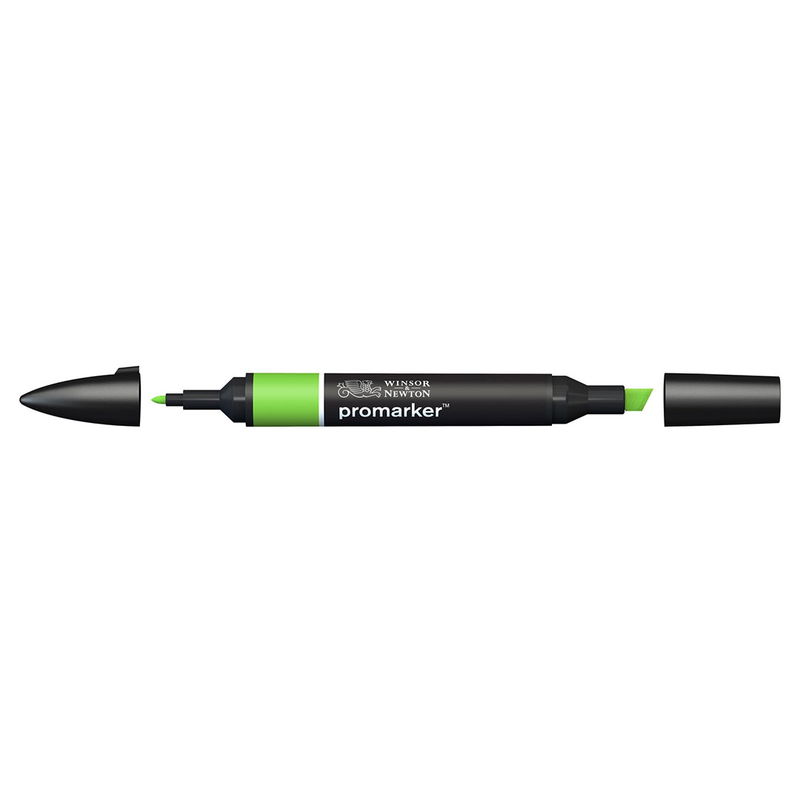 Winsor & Newton Promarker Bright Green G267 marker med bred snedskuren spets och smal rund spets