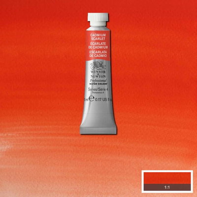 Winsor & Newton Professional Cadmium Scarlet 5 ml tub på scharlakansrött färgprov