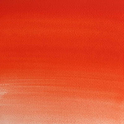 Cadmium Scarlet akvarellfärg som klar orange-röd färgton på papper