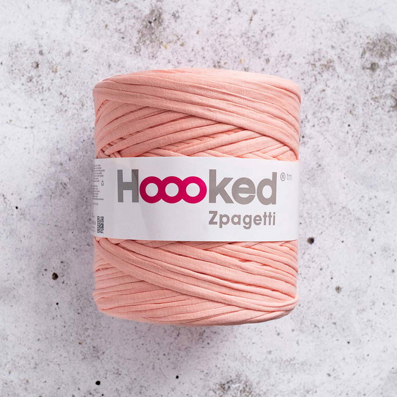 T-shirtgarn Zpagetti peach. Extra tjockt trikågarn av 100% återvunnen textil