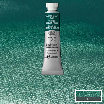 Winsor & Newton Professional Cobalt Green Deep 5 ml tub på grönt färgprov